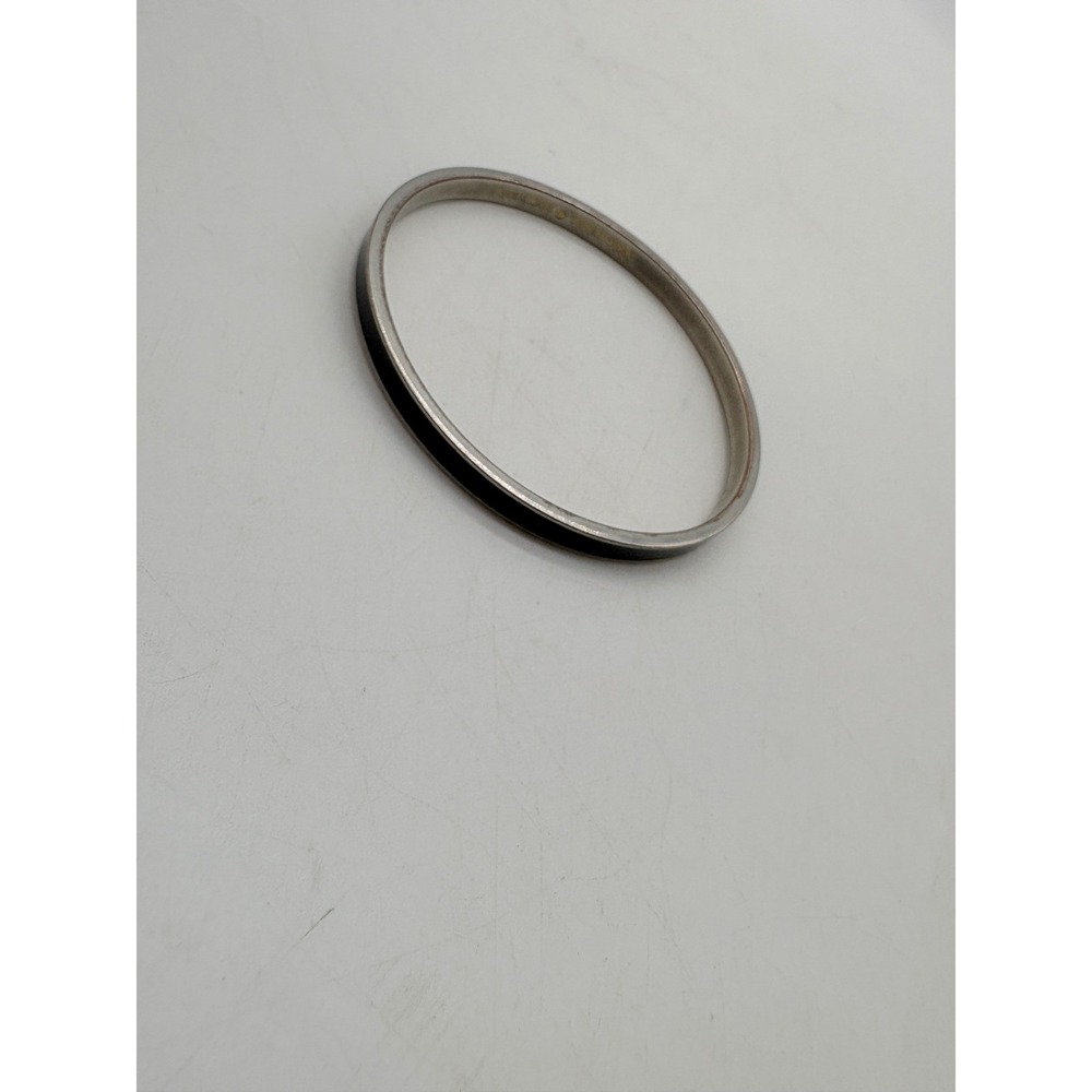 Kate Spade New York Silver Tone Black Enamel‎ Slim Bangle Bracelet